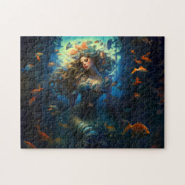 魚に囲まれた海の精 ファンタジー絵画 ジグソーパズル