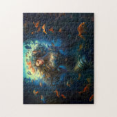 魚に囲まれた海の精 ファンタジー絵画 ジグソーパズル (縦)