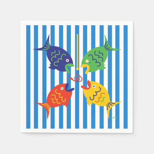 魚に夢中 スタンダードカクテルナプキン (正面)