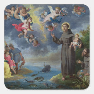魚に説教するパドゥアのSt Anthony スクエアシール