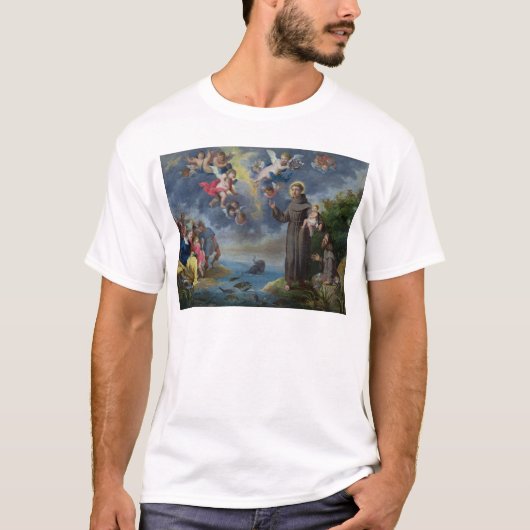 魚に説教するパドゥアのSt Anthony Tシャツ (正面)