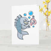 魚に魚の針とワーム カード (黄色い花)