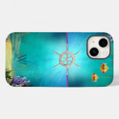 魚のいる多色の水中シーンのモノグラム Case-Mate iPhoneケース (裏面 (横))