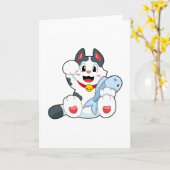 魚のいる猫 カード (黄色い花)