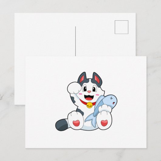 魚のいる猫 ポストカード (正面/裏面)