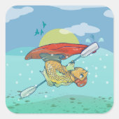 魚のおもしろいカヤック スクエアシール (正面)