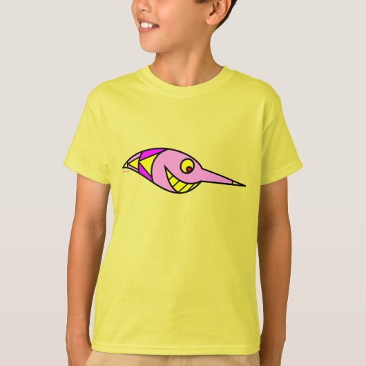 魚のおもしろい子供のシャツ Tシャツ (正面)