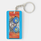 魚のおもしろい眼鏡キーチェーンを着た猫 キーホルダー (裏面)