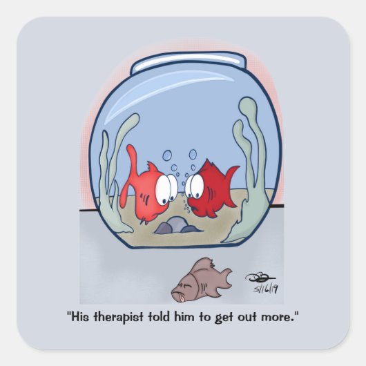 魚のおもしろい話 スクエアシール (正面)