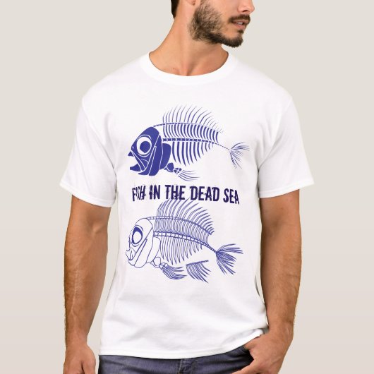 魚のおもしろい骨格を持つ「死海の魚」 Tシャツ (正面)