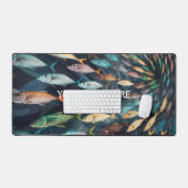 魚のお洒落柄 デスクマット (キーボード&マウス)