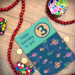 魚のかわいいカスタマイズ誕生日カード カード