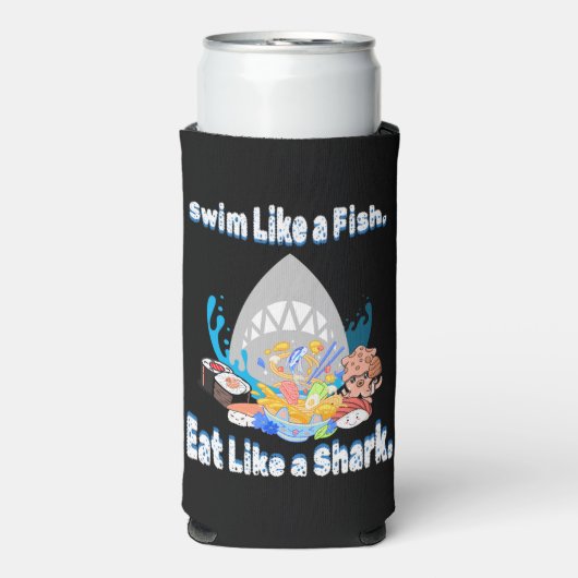 魚のように泳ぐ食べとサメのように泳ぐおもしろい。 スリム缶クーラー (Seltzer正面)