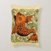 魚のアンティークタイル古いアート古代 アクセントクッション (裏面(縦))