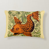 魚のアンティークタイル古いアート古代 アクセントクッション (裏面)