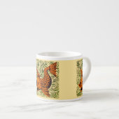 魚のアンティークタイル古いアート古代 エスプレッソカップ (正面右)