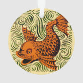 魚のアンティークタイル古いアート古代 オーナメント (裏面)