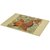 魚のアンティークタイル古いアート古代 カッティングボード (角)