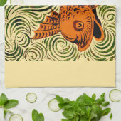 魚のアンティークタイル古いアート古代 キッチンタオル (折り畳み)