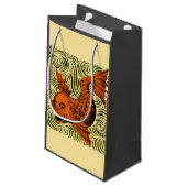 魚のアンティークタイル古いアート古代 スモールペーパーバッグ (裏面アングル)