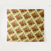 魚のアンティークタイル古いアート古代 タペストリー (正面(横))