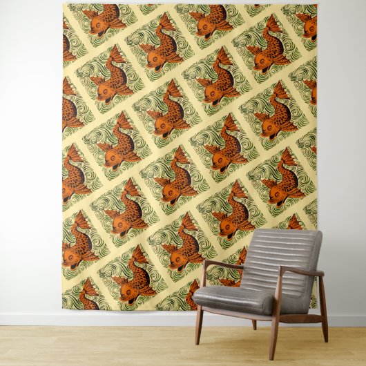 魚のアンティークタイル古いアート古代 タペストリー (インサイチュ)