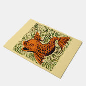 魚のアンティークタイル古いアート古代 ドアマット (アングル)