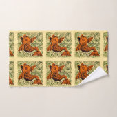 魚のアンティークタイル古いアート古代 バスタオルセット (ハンドタオル)