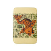 魚のアンティークタイル古いアート古代 バスマット (正面縦)