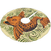 魚のアンティークタイル古いアート古代 ブラッシュドポリエステルツリースカート (アングル)