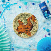 魚のアンティークタイル古いアート古代 ペーパープレート (パーティー)