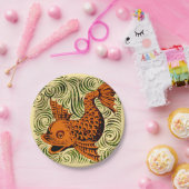 魚のアンティークタイル古いアート古代 ペーパープレート (パーティー)