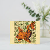 魚のアンティークタイル古いアート古代 ポストカード (スタンド正面)