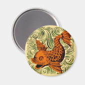 魚のアンティークタイル古いアート古代 マグネット (正面/裏面)