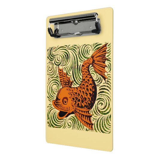 魚のアンティークタイル古いアート古代 ミニクリップボード (アングル2)