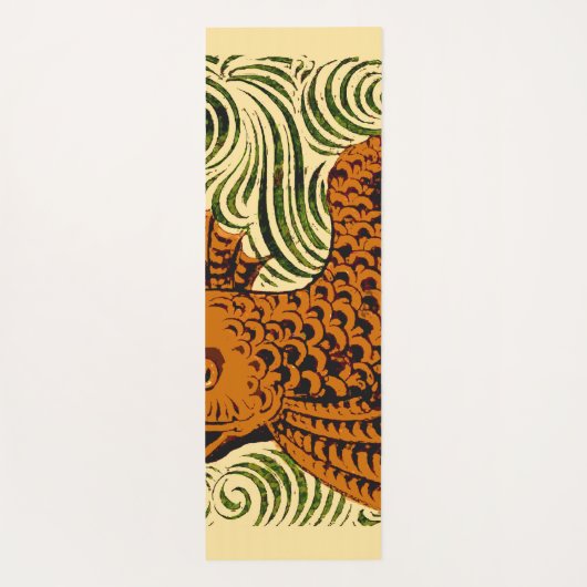 魚のアンティークタイル古いアート古代 ヨガマット (裏面)