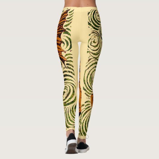 魚のアンティークタイル古いアート古代 レギンス (裏面)