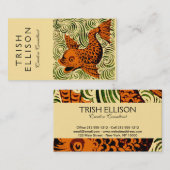 魚のアンティークタイル古いアート古代 名刺 (正面/裏面)