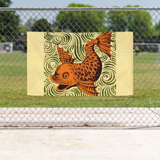 魚のアンティークタイル古いアート古代 横断幕 (インサイチュ)