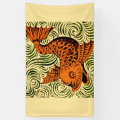 魚のアンティークタイル古いアート古代 横断幕 (縦)