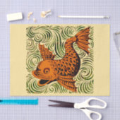 魚のアンティークタイル古いアート古代 薄葉紙 (クラフト)