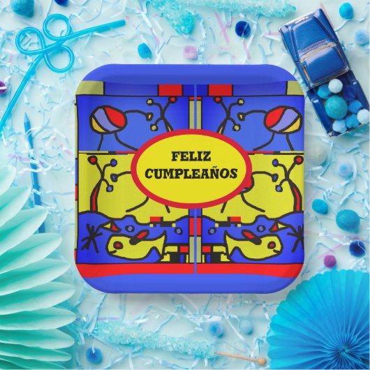 魚のアートでイメモダンージ、パーソナライズされたパーティープレート ペーパープレート (パーティー)