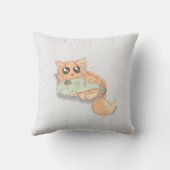 魚のアートワークが付いている大きい注目された子猫 クッション (裏面)