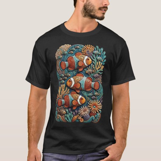 魚のアート Tシャツ (正面)