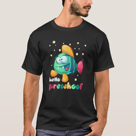 魚のイラストで楽しむ幼稚園・保育園のご入学おめでとう Tシャツ (正面)