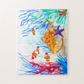 魚のオレンジの海ザシープリスクール子供へ下 ジグソーパズル (縦)