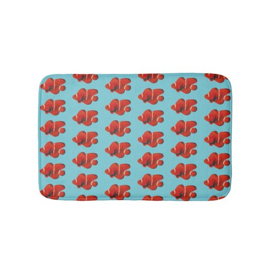 魚のオレンジ色のウチノコ模様 バスマット (正面)
