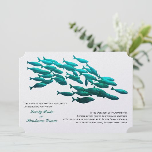 魚のカトリック教徒の結婚式招待状の学校 招待状 (スタンド正面)