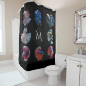 魚のカラフルカスタムモノグラムのシャワーカーテン シャワーカーテン (インサイチュ)