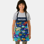 魚のカラフル抽象芸術パターパーソナライズされたン エプロン (インサイチュ)